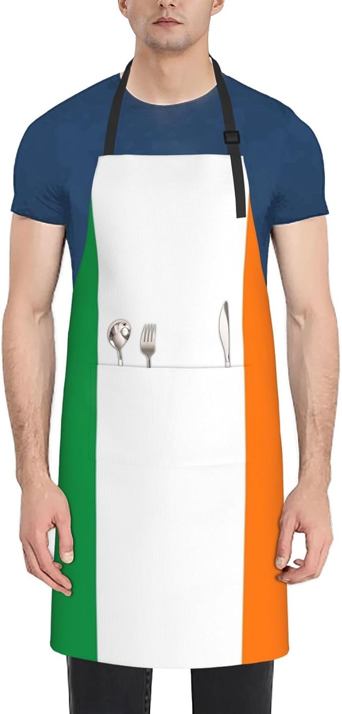 Cute Flag Kitchen Cooking Aprons for Women Men Adjustable Patriotic Flag Apron with 2 Pockets for Home Kitchen Garden