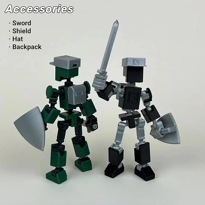 Mini 13 Action Figure, Mini T13 Action Figure 3D Printed, Fully Articulated Robot, Dummy 13 Action Figure Easy 13 Action Figure, Stop Motion Animation, Gift (3 Pack - C)