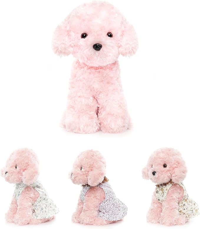 Plush Dog Dresses, Set of 3 - Stuffed Animal Puppy Clothing for 12.6 inch Sitting Dogs