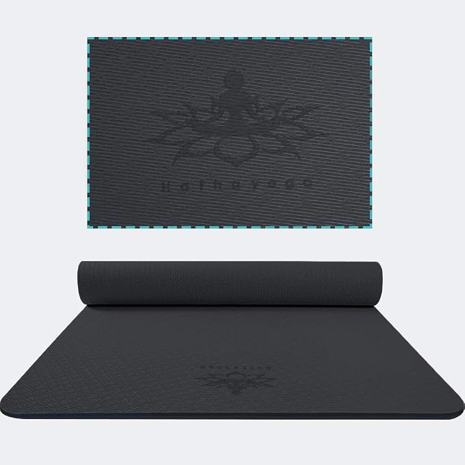 Hatha Yoga Extra Thick TPE Yoga Mat - 72"x 32" Thickness 1/2 Inch -Eco Friendly SGS Certified - With High Density Anti-Tear Exercise Bolster For Home Gym Travel & Floor Outside