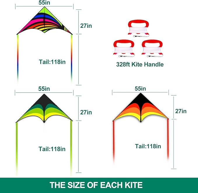 Mint's Colorful Life Delta Kite for Kids & Adults, Extremely Easy to Fly Kite for Beach Trip, Best Kites for Beginners, 300ft String Handle Included