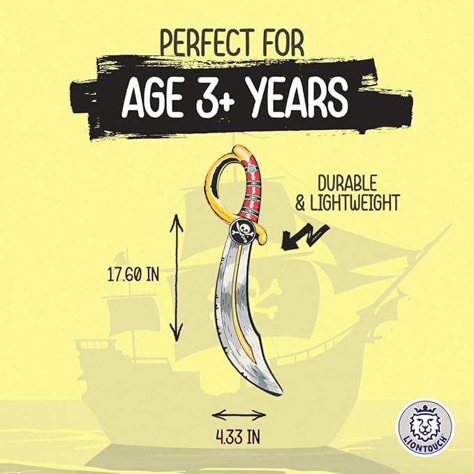 Liontouch - Pirate Sabre for Kids - 3+ Years | Pretend Play Toy for Boys & Toddlers | Safe Cutlass-Like Sword in Durable Foam for Sailing The Caribbeans | Ideal Accessory for Dress Up and Costumes