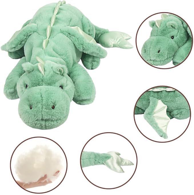ARELUX Giant 52in 3Lb Big Green Dragon Large Stuffed Animals Cute Plush Toy Fuzzy Jumbo Dinosaur Pillow Plushies with Wings Cuddly Soft Green Pterosaur Plushie for Friends Family Member