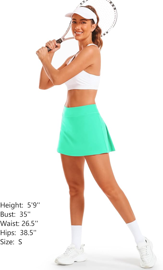 Stelle Women Tennis Skirt High Waisted Athletic Golf Skorts with Pockets | Tummy Control, Built-In Shorts, Deep Pockets, Pleated, Breathable, Lightweight, Tennis, Golf, Pickleball, Running, Workout