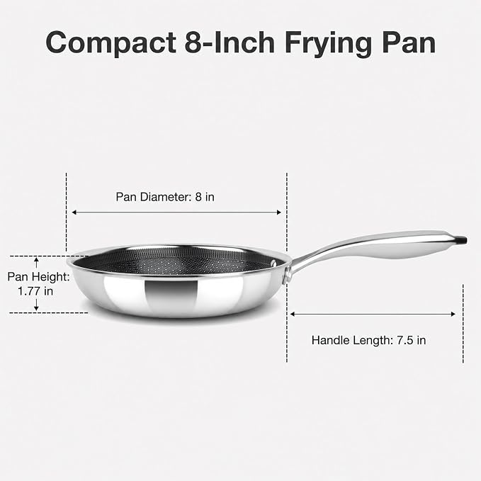 imarku 8 Inch Non Stick Frying Pans, Healthy Hybrid Ceramic Frying Pans | PFOA Free, Dishwasher & Oven-Safe Non Stick Skillets, Stainless Steel Frying Pan for Gas, Electric, and Induction