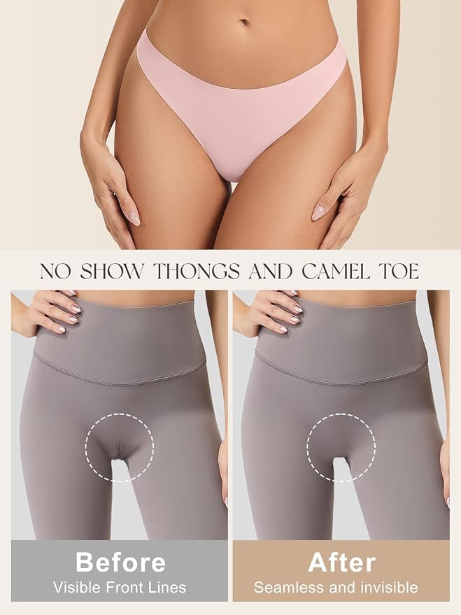 Seamless Camel Toe Thongs for Women Invisible Thong Panty Liners No Show Camel toe G-Strings Workout Underwear