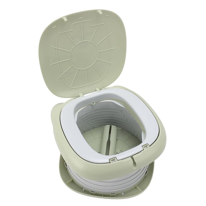 Fafeicy Travel Potty Portable Foldable Training Toilet Plastic 25 X 24 X 17 Cm Leak Proof Compact Design for Toddlers Kids Car Travel Camping Road Trips Outdoor Use (Green)