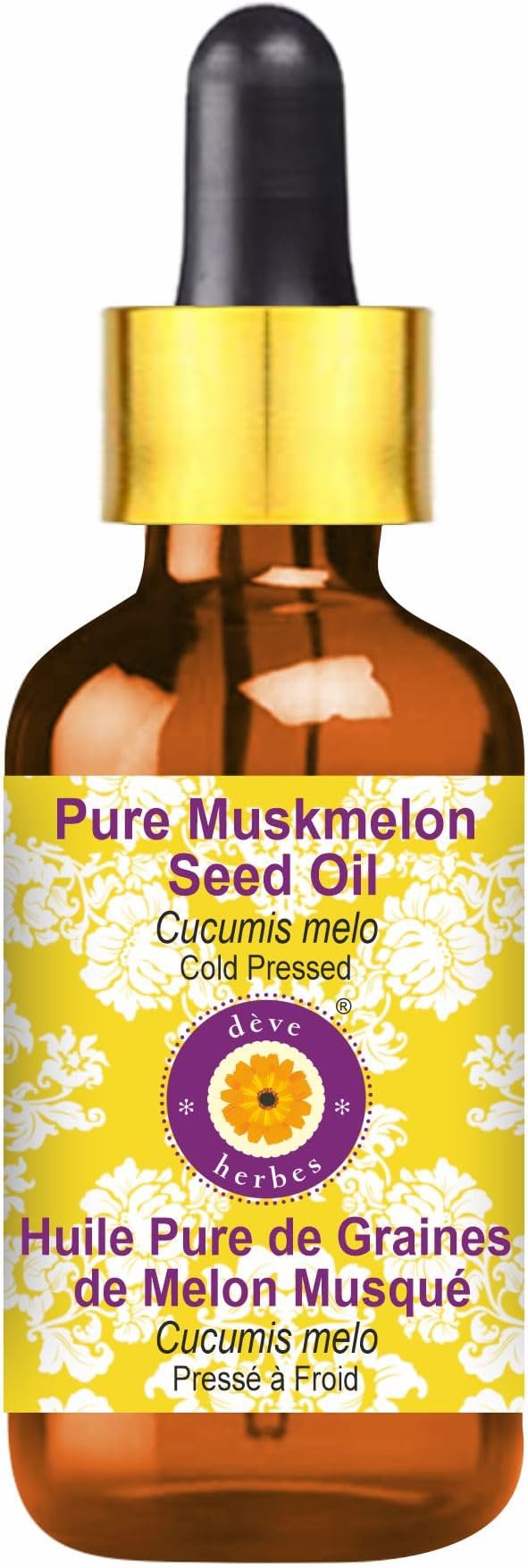 dève herbes Pure Muskmelon Seed Oil (Cucumis melo) with Glass Dropper Cold Pressed 5ml For Personal Care (0.16 oz)