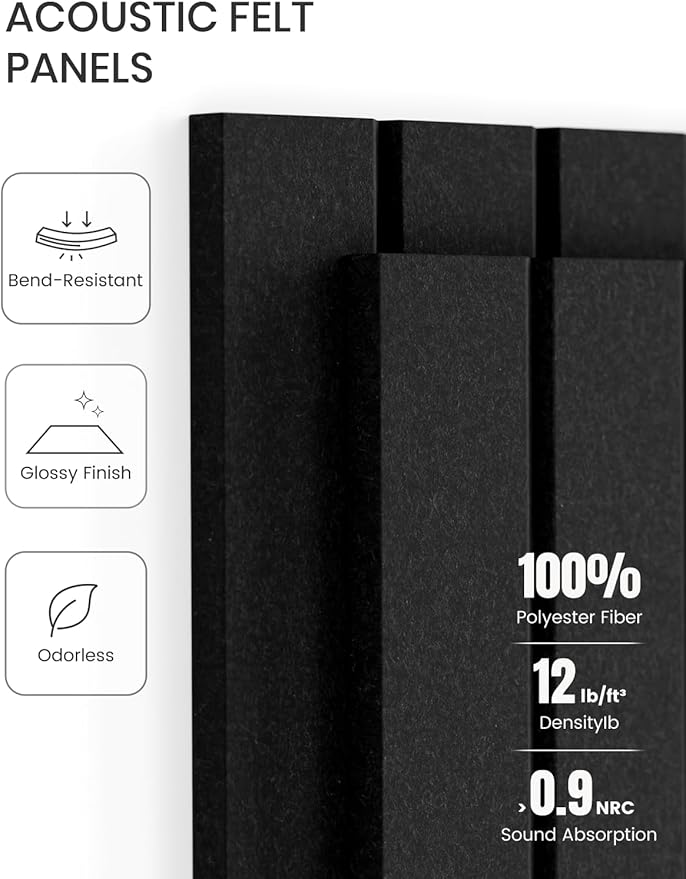 Fluxynara 48" x 36" Large Felt Bulletin Board, Black | 12 Pack Cork Board Alternative with 60 Safe Adhesive Tabs, Pin Boards for Wall Decor, Home, Office, Classroom,Dorm
