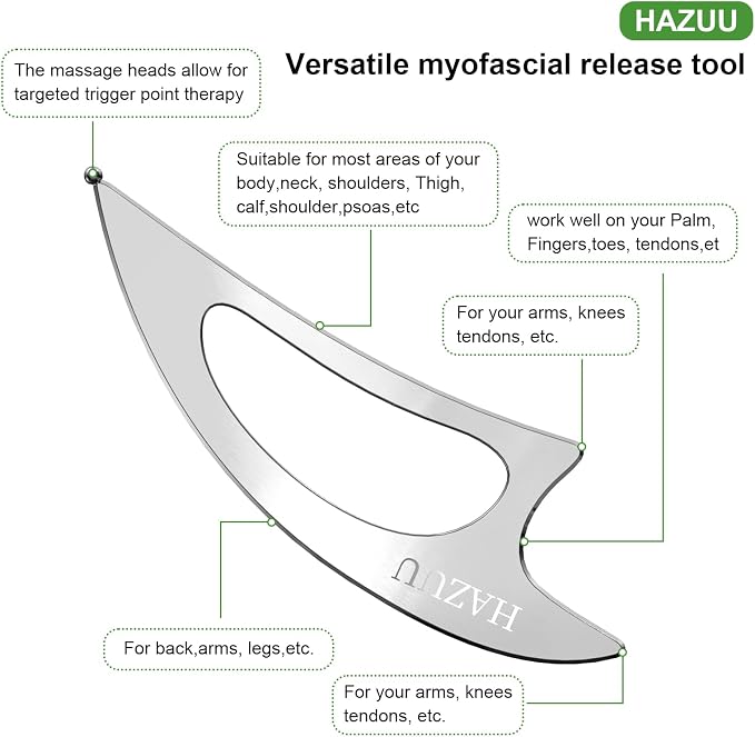 Stainless Steel Guasha Scraping Massage Tool for Soft Tissue Therapy, Ideal for Back, Legs, Arms, Neck, Shoulder Relief (Moon Shape)