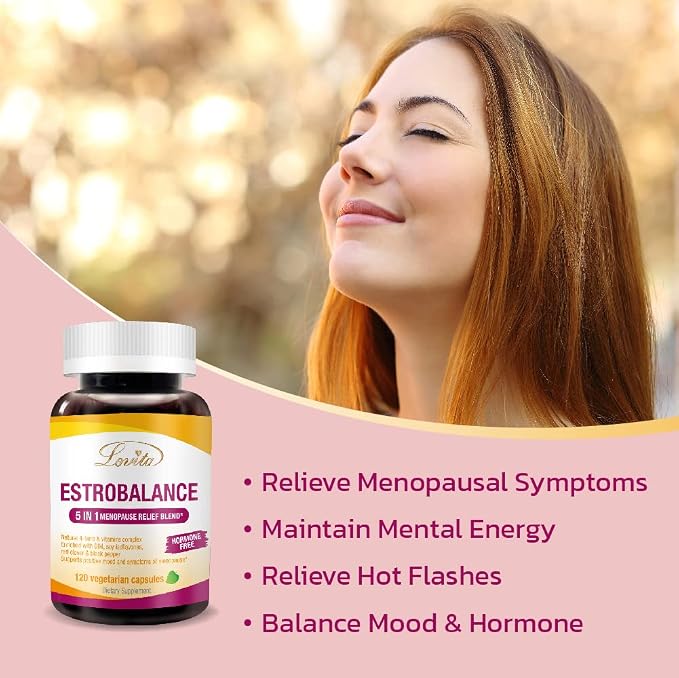 Lovita Menopause Supplements for Women, DIM Complex with Soy Isoflavones, Red Clover, Vitamin D3 & Black Pepper for Menopause & Hormone Balance Support, 120 Vegetarian Capsules (Pack of 3)