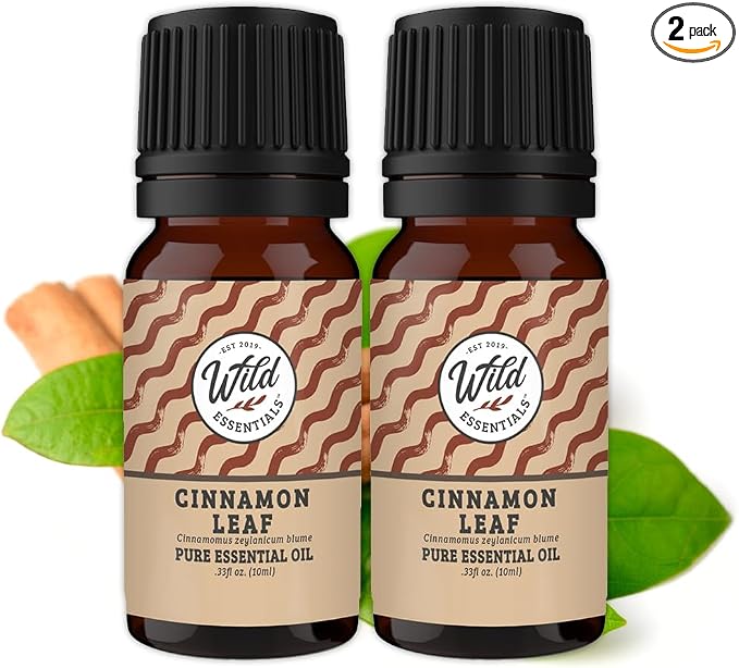 Wild Essentials Cinnamon Leaf 100% Pure Essential Oil 2 Pack - 10ml, Pure, undiluted, Uplifting for Health and Beauty