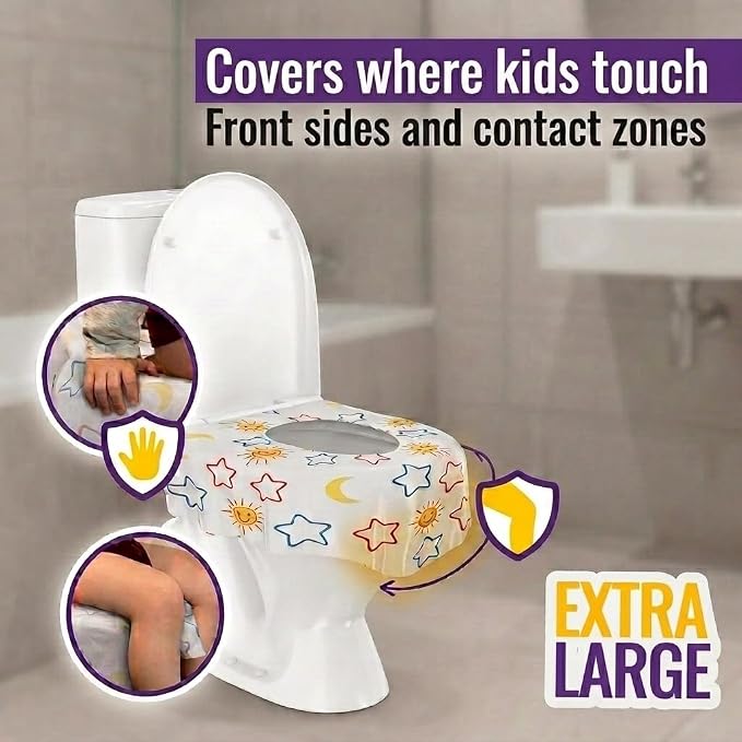 Mighty Clean Baby 44-Pack Disposable Toilet Seat Covers - XL Waterproof Potty Covers for Toddlers, Kids & Adults - Travel, Public Restrooms, Airplane, Potty Training