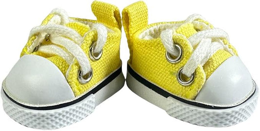 17cm Dolls Shoes, Lace-Up Canvas Sneakers Mini Shoes for 17cm Dolls, Fingerboard Shoes, Mini Finger Shoes, Clothing Accessory for 6.7in Dolls (Yellow 1 Pair)