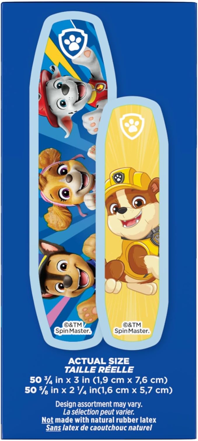 BAND-AID Brand Adhesive Bandages for Minor Cuts & Scrapes, First Aid Essential Featuring Nickelodeon Paw Patrol Characters, Fun Wound Care Treatment for Kids and Toddlers, Assorted Sizes, 100 ct