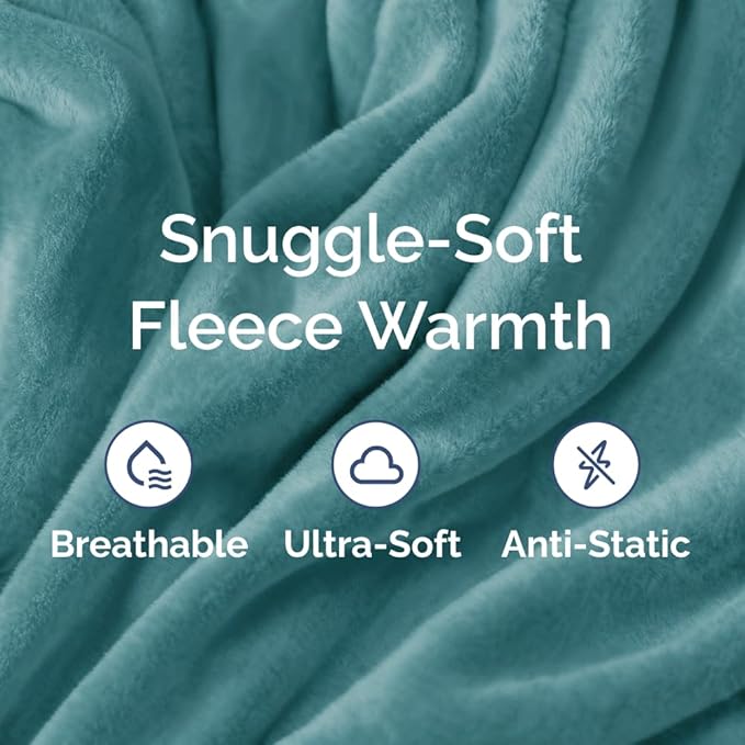 Fleece Blanket Twin Size - Ultra-Soft Flannel Fleece Blanket - Turqoise | Soft, Warm, Outdoor Picnic Blanket for Camping, Travel, Lightweight, Cozy, Anti-Static, Home Decor Gifts for Men & Women