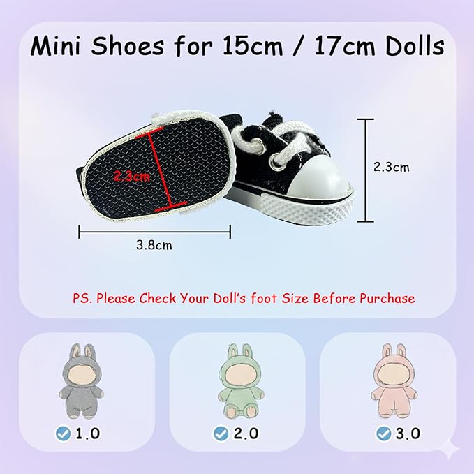 3pcs Doll Accessories Set for 17cm Doll Included Headphones, Canvas Shoes and Mini Gradient-Lens Glasses, Trendy Dress Up Accessories for 6.7 Inches 1st/2nd/3rd Gen Figures (Headphone Set - Black)