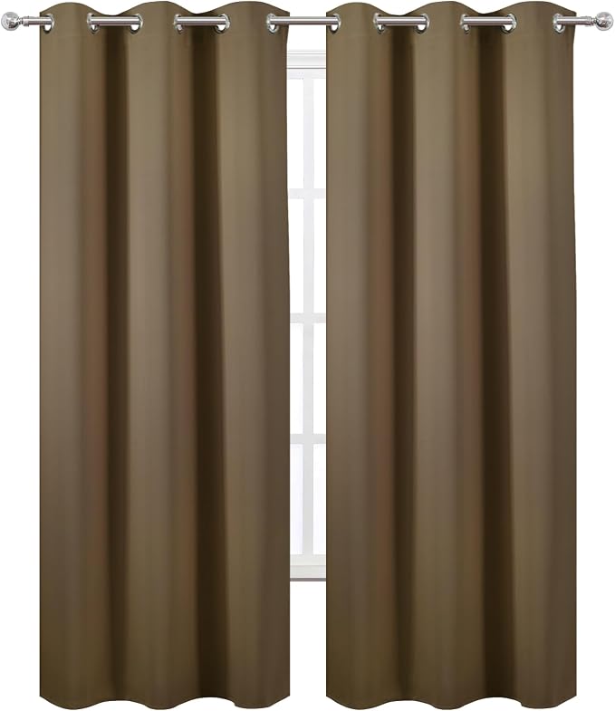 LEMOMO Brown Thermal Blackout Curtains/38 x 84 Inch/Set of 2 Panels Room Darkening Curtains for Bedroom