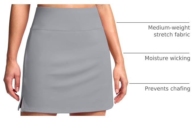 16" Skorts with 2 Pockets | Side Slits, High Waisted, A Line, Casual, Pickleball, Athletic, Golf, Tennis Skirt, for Women