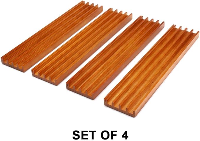 GSE Games & Sports Expert Set of 4 Wooden Domino and Playing Cards Trays Holders Organizer. Premium Domino Tiles Racks for Mexican Train Dominoes and Cards Games