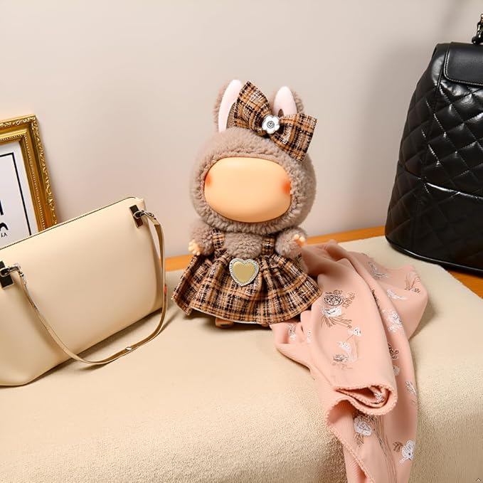 Doll Clothes Set for 6.7-inch/5.9-inch Dolls - Luxury Chic High-End Fashion Outfit with Suitable Accessories, Ladylike Elegance Khaki (No Dolls)