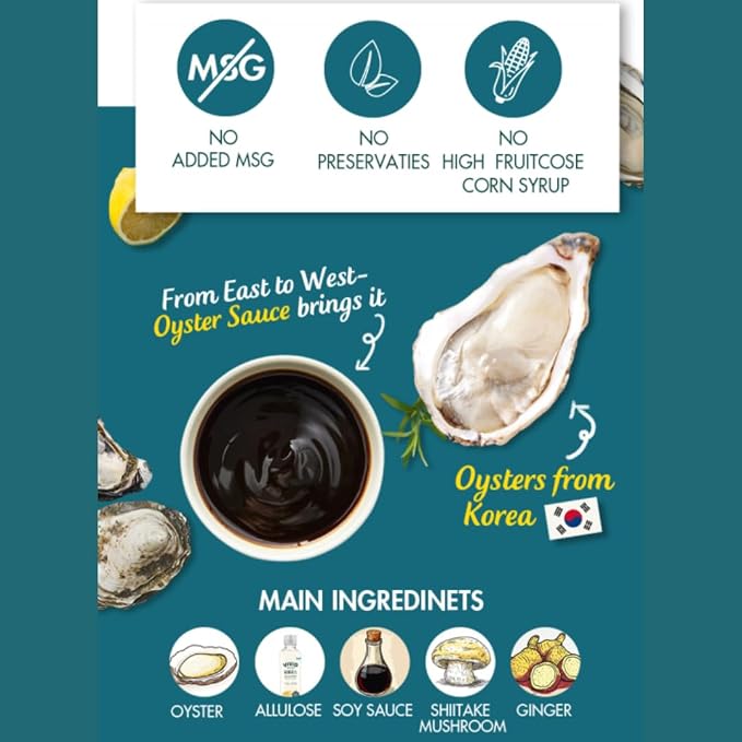 VIVID KITCHEN Oyster Sauce | Zero Sugar & Low-Calorie Sauces | No Preservatives | Versatile, Easy-to-Squeeze | for Cooking, Stir-Fries, Marinades, and Dipping Sauces | Sugar Free Oyster Sauce | Made with Korean Oyster (2 Pack) (Oyster Flavor)