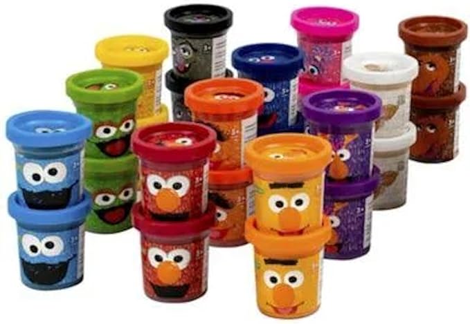 Leap Year Sesame Street 24-Pack of Dough with Carrying Handle, Includes 24 cans of 2oz Dough in 12 Popular Colors, Gift for Kids