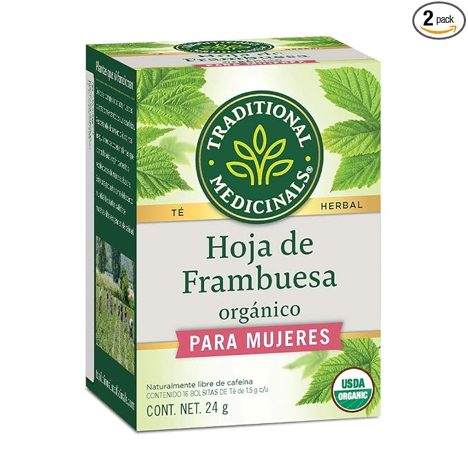 Traditional Medicinals Organic Raspberry Leaf Herbal Tea, Eases Menstrual Cramps & Supports Healthy Pregnancy, 16 Tea Bags (Pack of 2)