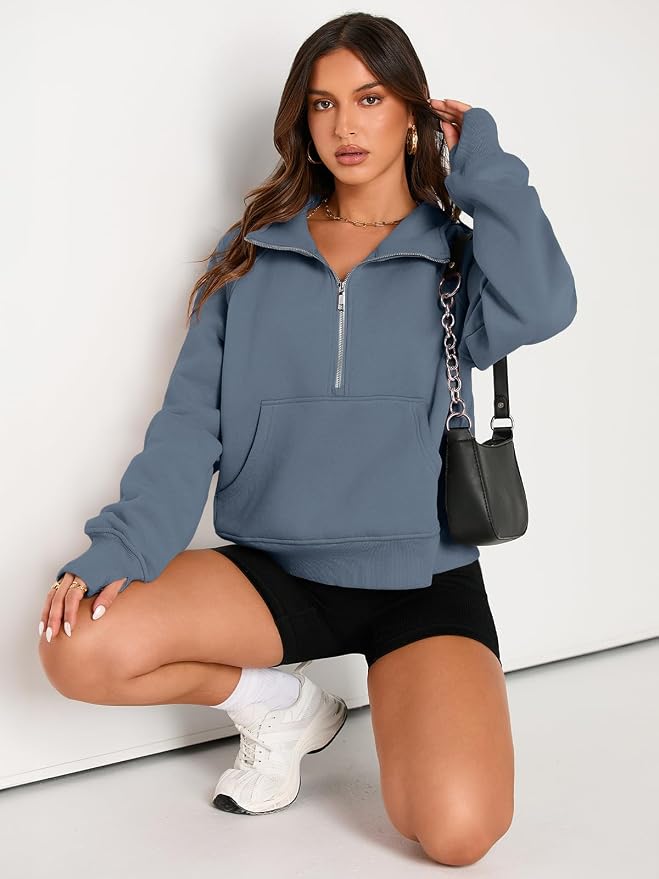 AUTOMET Womens Sweatshirts Half Zip Fleece Pullover Fall Outfits | Fall Fashion Clothes 2026,Cropped Sweatshirts,Cute Y2k Tops,Quarter Zipper Sweater,Winter Loungwear Outfits