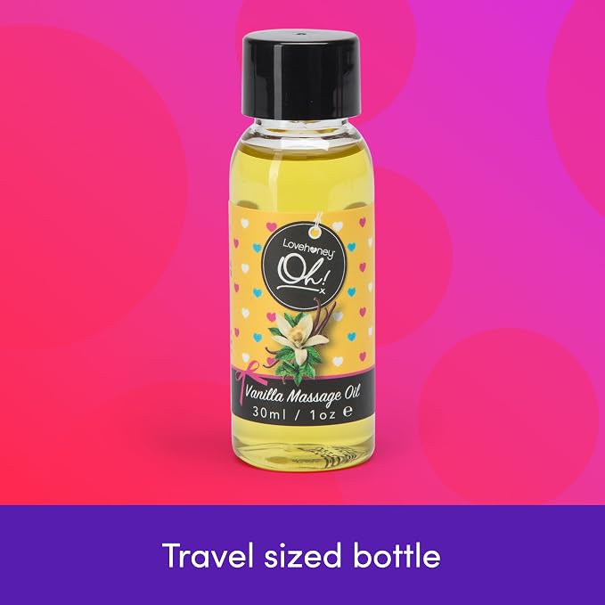 Lovehoney Oh Kissable Vanilla Massage Oil - Infused with Essential Oils - Fast Acting Body Massage Gel - Vegetarian Friendly Massage Gel for Couples - 1 fl. oz