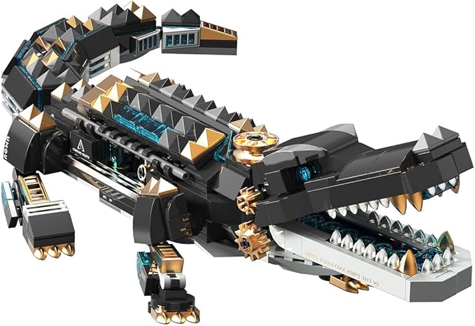 Animal Heavy Armored Jagged Alligator Building Block Toys (500+ PCS), Gifts for Adults and Children