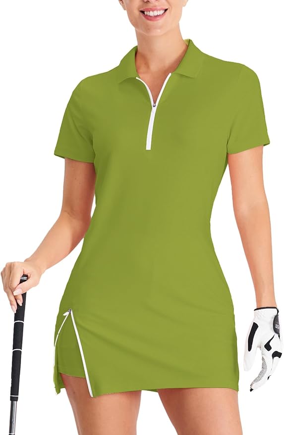 Hiverlay Tennis Dress Golf Dresses for Women with Built in Shorts | Polo Dress, Golf Outfit, 2 Pockets, UPF 50+ Pickball Hiking Workout Active Athletic Dresses,Summer Gym