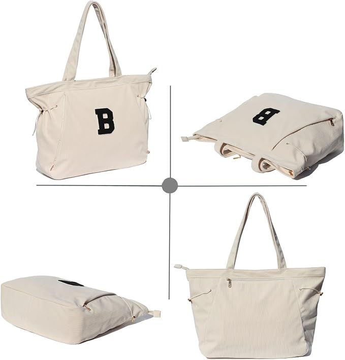 ESVAN Corduroy Yoga Tote Bag Gifts for Women Drawstring Yoga Mat Bag for Office Workout Travel Carryall Pilates Gym