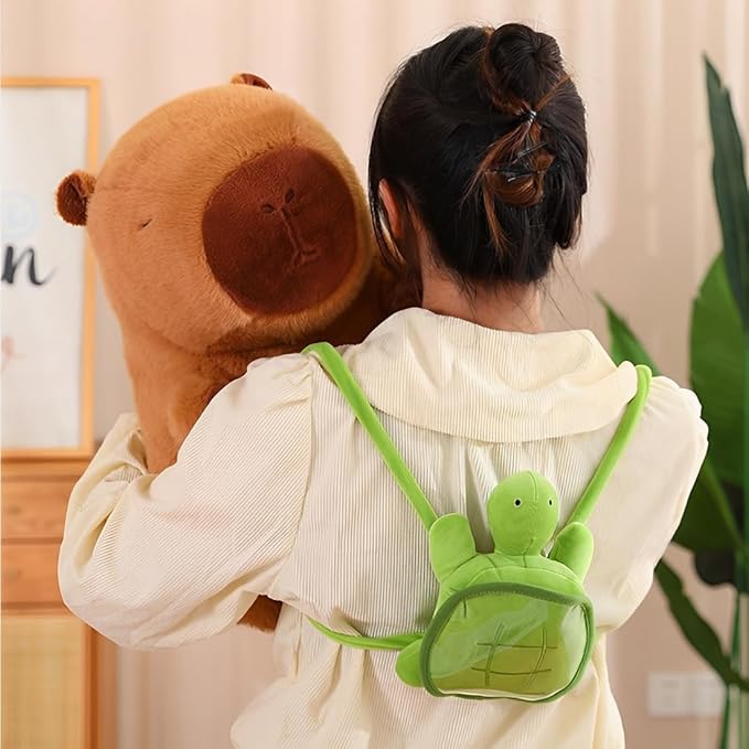 JPORSHU Capybara Plush Toy， 10inch Capybara Plush with Turtle Backpack， Kawaii Capybara Stuffed Animal and Home Decor Gifts