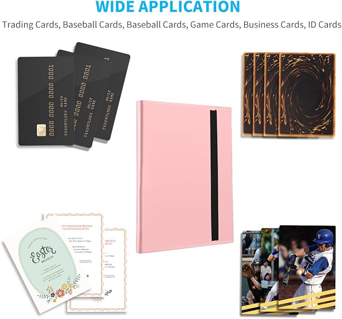 Card Binder, 360 Pockets Upgraded Trading Card Binders, Cards Collection Binder 9 Pocket, Side Loading Yugioh Binder Book Holder for MTG, TCG, Sport, Football, Baseball Collector Cards - Pink