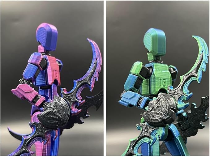 T13 Dummy Action Figure Set (Assembly Completed), 3D Printed Multi-Jointed Movable Titan 13 Lucky 13 Mobile Robot, Nova 13 Action Figures Desktop Decorations for Game Lovers Toy (Purple Blue