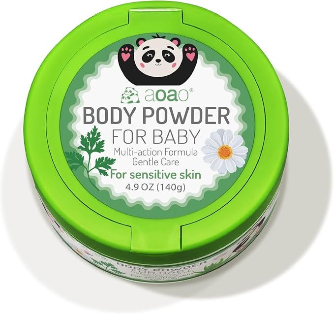 Baby Body Powder with Puff, Natural Cornstarch + Zinc Oxide Skin-Protecting Formula, Talc-Free, Soothing & Gentle Absorption, Newborn Essential, Family-Friendly, 140g/4.9oz (1Pack)