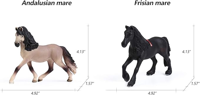 UANDME 8PCS Big Mare and Stallion Toy Figures, Plastic Horse Figurines, Animal Toys for Girls and Boys, Club Cake Topper Party Decoration