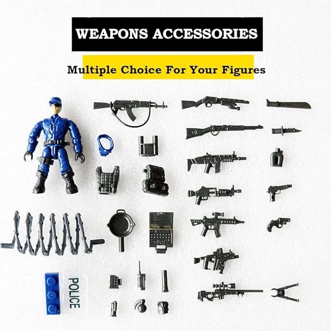 Special Forces Mini Military Action Figure with Weapons and Accessories Building Blocks Playset, 8 PCS Multiple Movable Joints SWAT Police Figure, Best Gift for Boys 8 9 10
