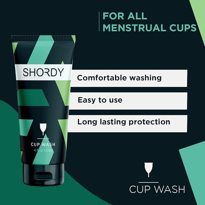 SHORDY Menstrual Cup Wash and Disc Cleaner – Premium pH Balanced Unscented Feminine Care Soap – Concentrated Cleansing Gel for Medical-Grade Silicone Cups & Period Discs – 4oz (Jabón Neutro)