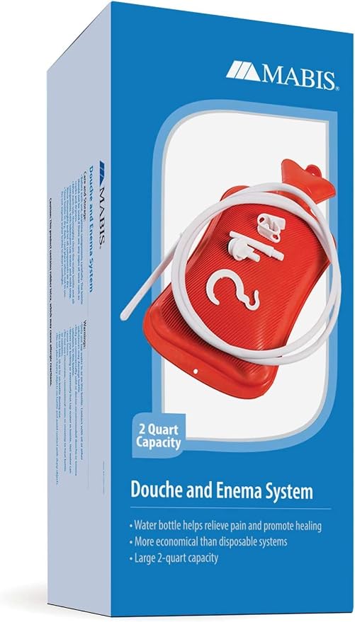 MABIS Reusable Hot Water Bottle, Enema and Douche Kit Helps to Alleviate Pain Associated with Constipation, Bloating, Aches and Pains, 2 Quart Capacity, 42-842-000, Red, One