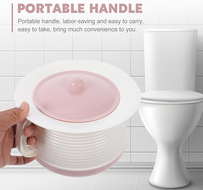 POPETPOP Thickened Elder Chamber Pot 8.26In Plastic with Lid & Handle – Odor-Locking Bedside Urinal for Elderly & Kids – Drop-Resistant for Home, Travel