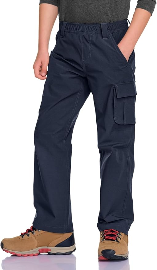 CQR Kids Boy’s Hiking Cargo Pants, Water Resistant UPF 50+ Quick Dry Youth Casual Outdoor Climbing Camping Trousers