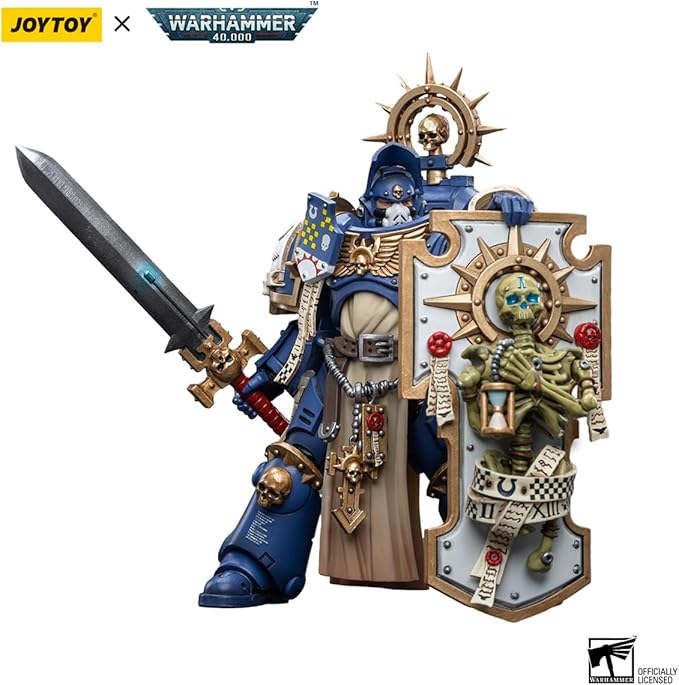 JoyToy Warhammer 40K 1/18 Action Figure Mecha Joy Toy Model Toys Ultramarines Primaris Captain with Relic Shield and Power Sword