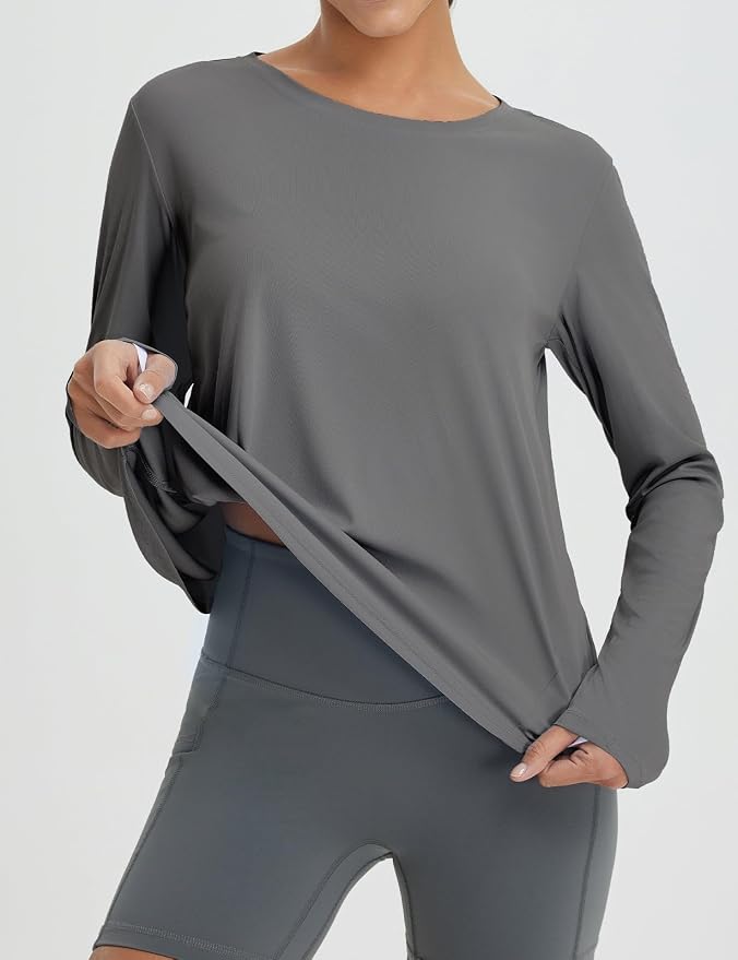 baleaf Women's Long Sleeve Workout Tops Running Sun Shirts Split Back | UPF 50+, Quick Dry, Lightweight, Breathable, Moisture-wicking, SPF, UV, for Athletic, Gym, Hiking, Tennis, Outdoor