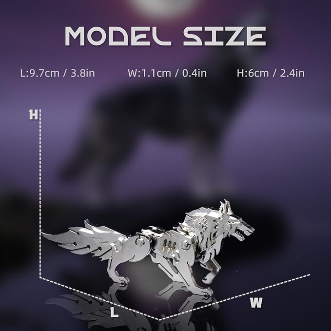 3D Metal Puzzle Wolf Model for Adults, DIY Wild Wolf Building Model Kit with Tool, Metal Mini Figurines for Man or 3D Building Enthusiasts Gift
