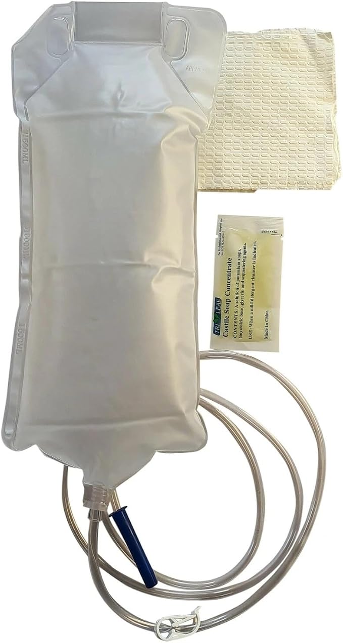 Disposable Enema Bag Kit for Colon Cleansing – Coffee & Colon Cleanse Kit with Enema Bag, Pre-Lubed Tube & Clamp – 3 Pack Disposable Enema Bags