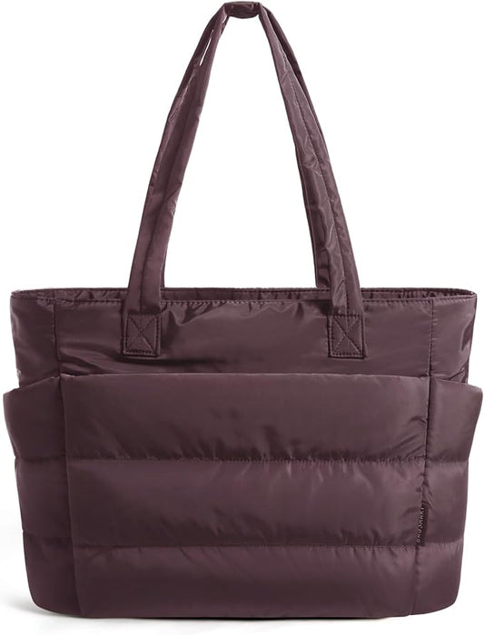 BAGSMART Tote Bag for Women, Lightweight Puffy Tote Bag with Compartments Shoulder Bag Handbag for Travel, Work, Gym | Lightweight