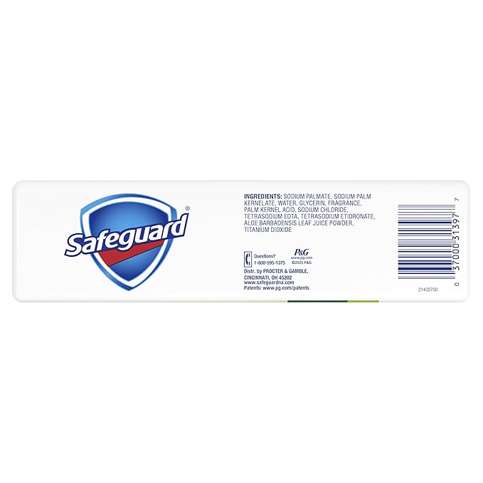 Safeguard Micellar Deep Cleansing Bath Bar Soap, Washes Away 99 Percent of Bacteria, Leaves Skin Soft, Made with Plant Based Cleansers, Fresh Clean Scent with Aloe, 3.2 oz (8 Count)
