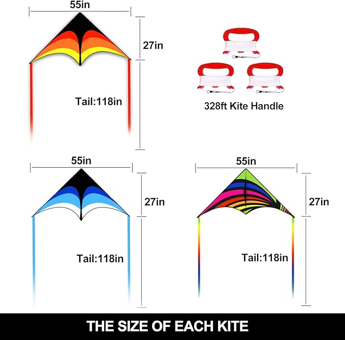 Kites for Kids and Adults, Easy to Fly for Beach, Single Line Kite Set for Beginners